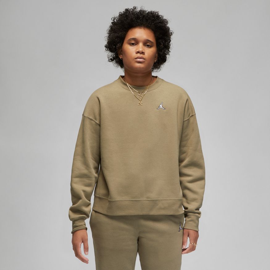 Jordan Brooklyn Women's Fleece Crew-Neck Sweatshirt 'Olive/White'