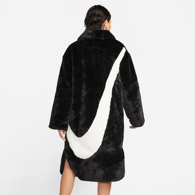 Nike Sportswear Women's Faux Fur Long Jacket 'Black/White'