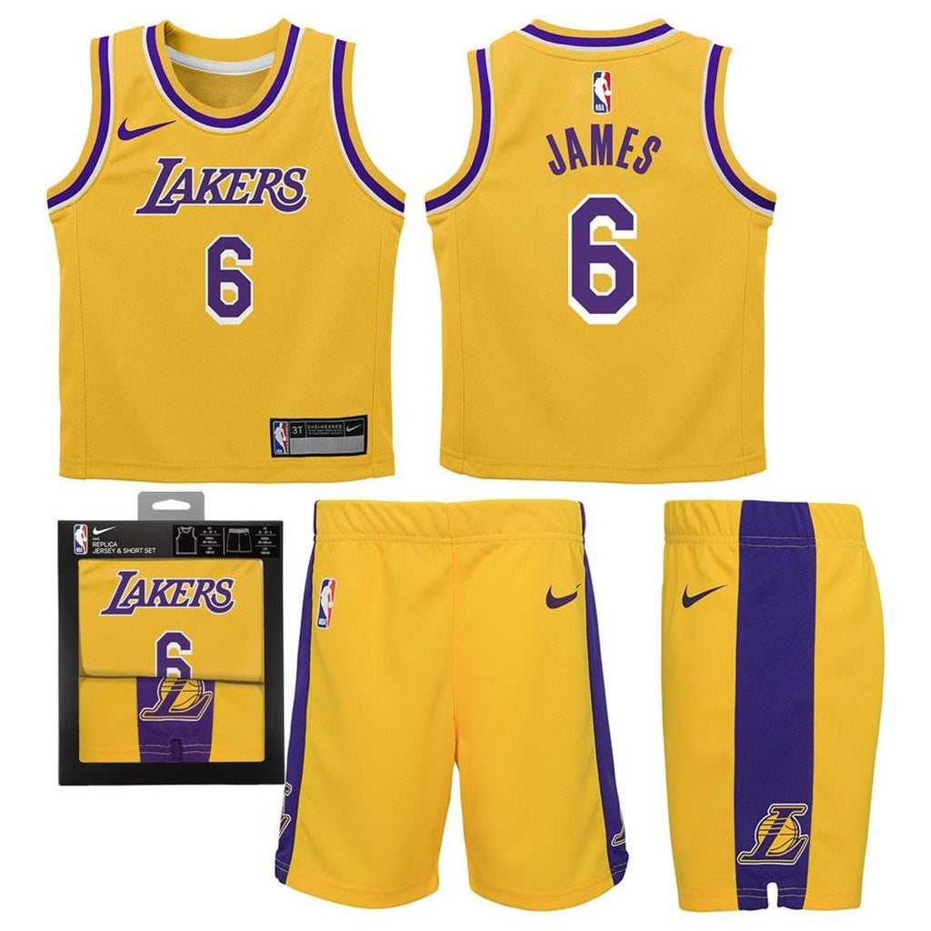 Nike Young Kids NBA Los Angeles Lakers Lebron James Icon Replica Kids Box Set 'Yellow'