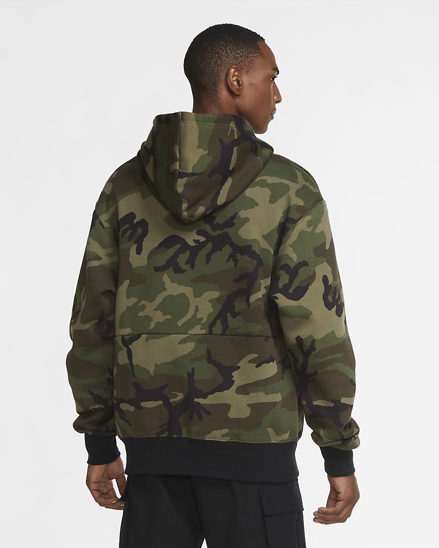 Men's Camo Fleece Pullover Hoodie Jordan Jumpman Air 'Olive/Orange'