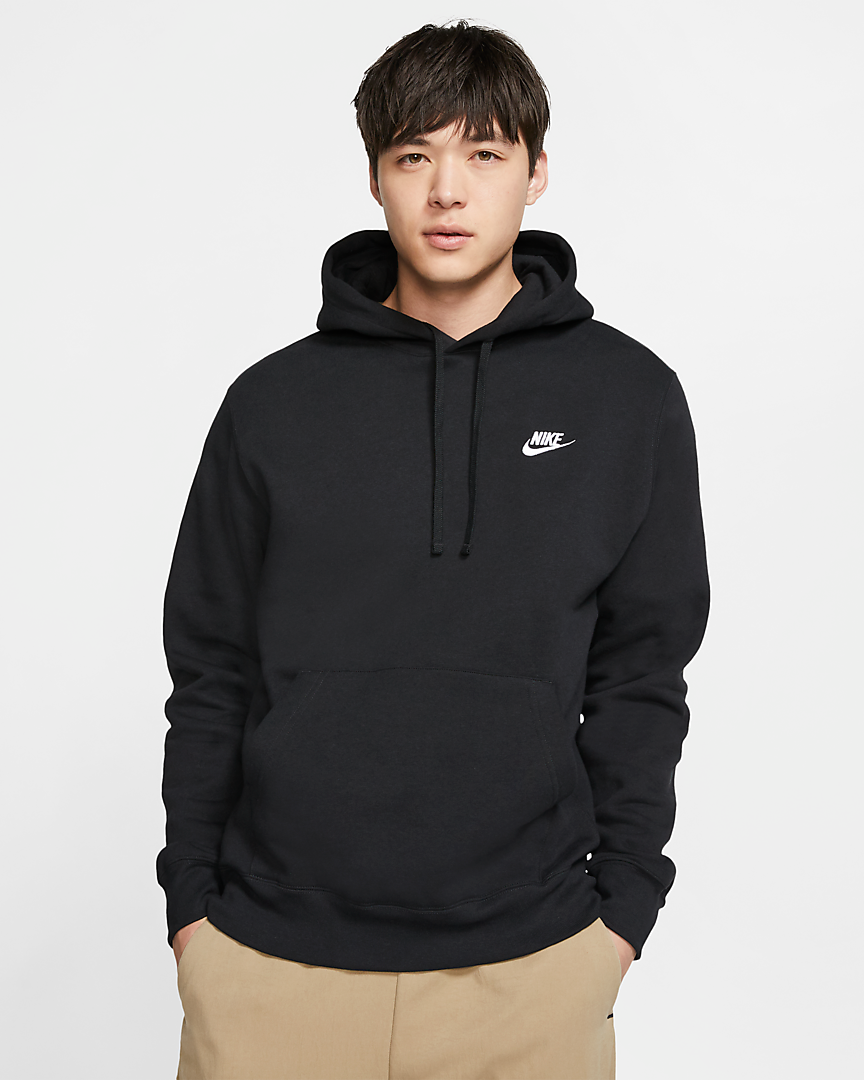 Nike Sportswear Club Fleece Pullover Hoodie 'Black/White'