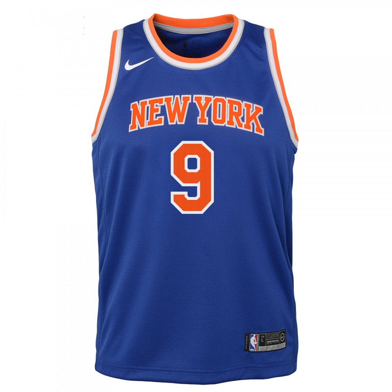 Nike NBA New Yok Knicks RJ Barrett Swimgman Icon Kids Jersey 'Blue/Orange'