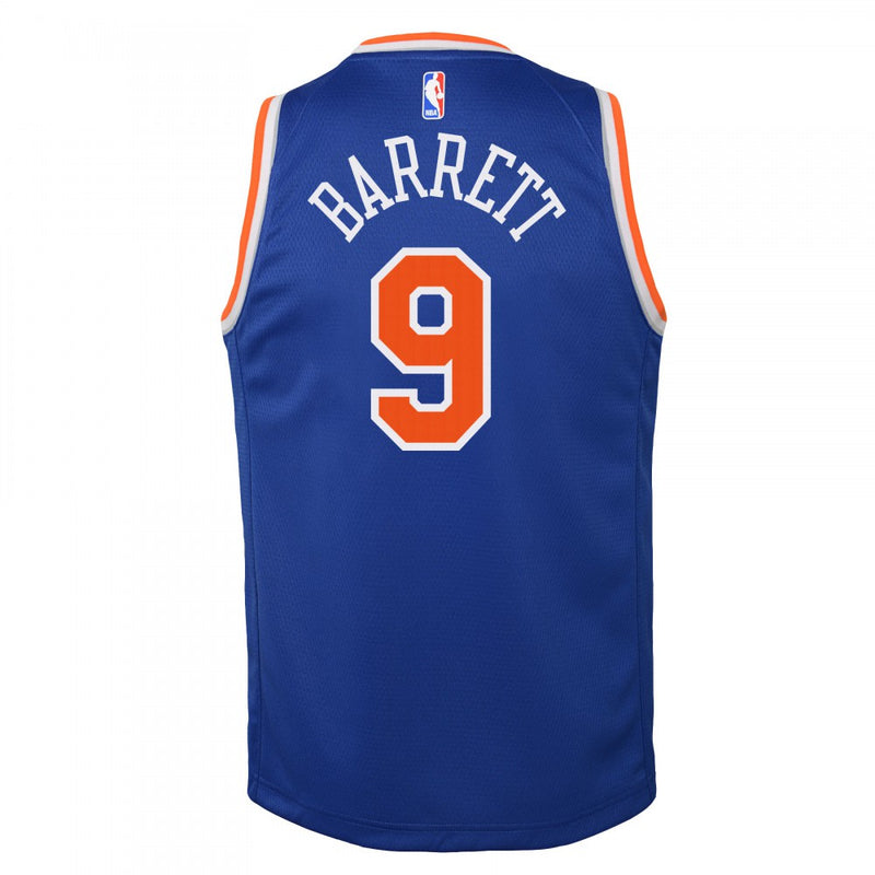 Nike NBA New Yok Knicks RJ Barrett Swimgman Icon Kids Jersey 'Blue/Orange'