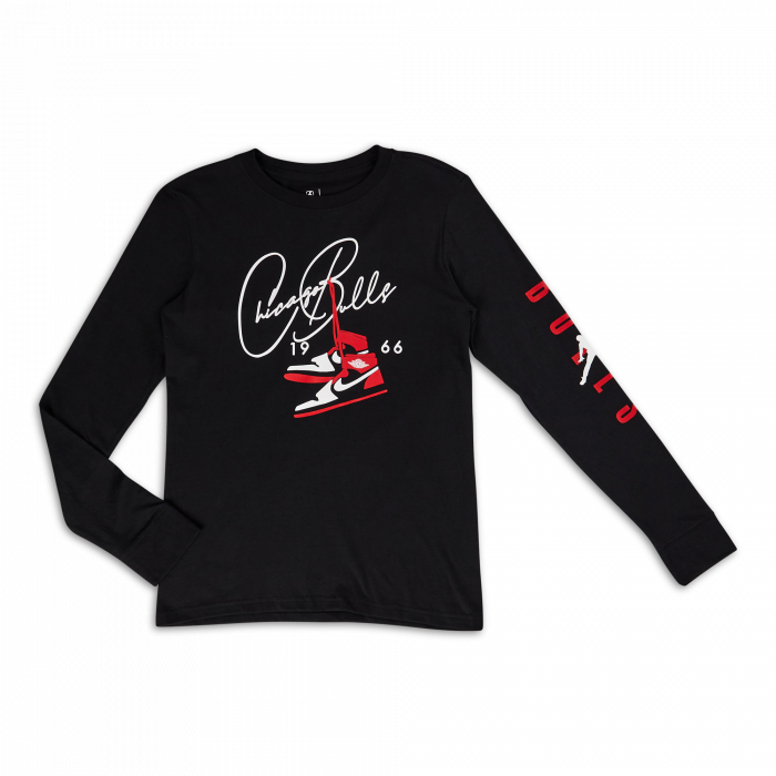 Jordan 1 Chicago Bulls Long Sleeves Kids T-Shirt 'Black'